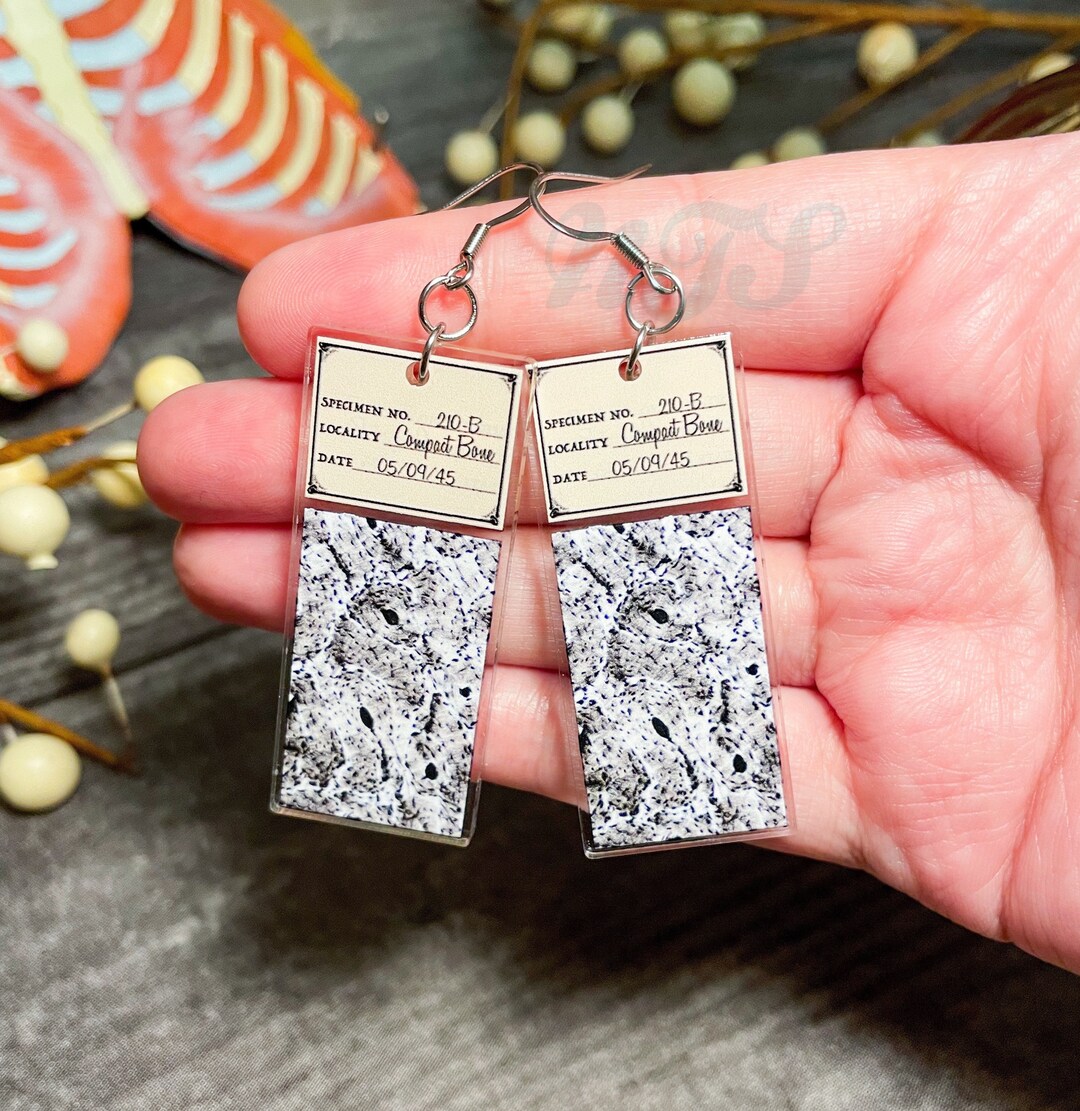 Bone Slide Earrings, Printed Microscope Slide Earring, Histology