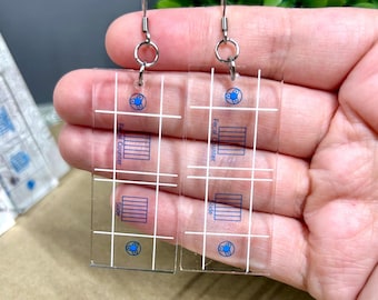 Pendientes de portaobjetos de microscopio con reproducción acrílica impresa de contador fecal - 2"