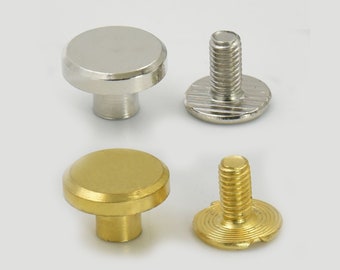 10set Flat Head Brass Solid Stud Screw Nail Rivets Leather Craft Wallet Belt GX