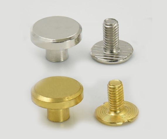 5pcs Stud Screw Round Head Solid Brass Nail Rivet Chicago Button DIY Leather