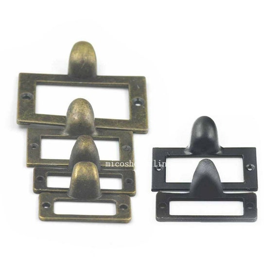 10 Pcs Home Cabinet Frame Handle Drawer Label Tag Pull File Name Card Holder Screw SizeA Bronze