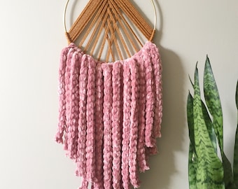 Braided Velvet Macrame Wall Hanging: Boho Nursery Decor