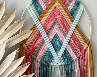Reversible Rainbow Wall Hanging: Boho Macrame Hoop Decor