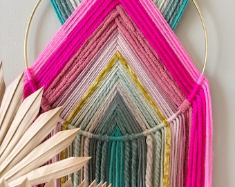 Colorful Macrame Wall Hanging: Hot Pink Decor
