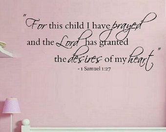 1 Samuel 1 27 28 Scripture Canvas Wall Art I Prayed For This Etsy