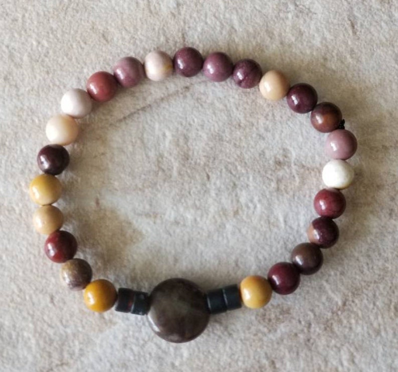 Mookaite Ocean Jasper and Sardonyx Stretch Bracelet