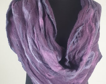 Deep Purple Nuno felted infinity scarf.