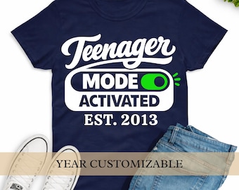 Teenager Mode Activated Shirt: Custom Birthday Gift Tee