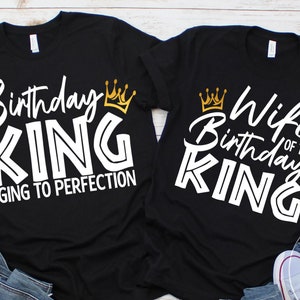 Aangepaste familieshirts verjaardag koning en team | Gepersonaliseerde T-shirts voor verjaardagsfeestjes | Bijpassende outfits voor familieverjaardag|Aanpasbare verjaardag