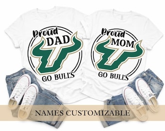 USF Bulls Family Shirt: Proud Mom, Dad, Mascot Logo - Custom University Tee