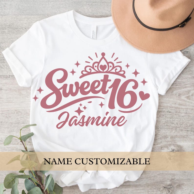 Personalized Sweet 16 Shirt: Custom Name Birthday Princess Tee image 1