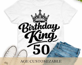 Custom Birthday King Shirt: Milestone Age, Crown Graphic Tee