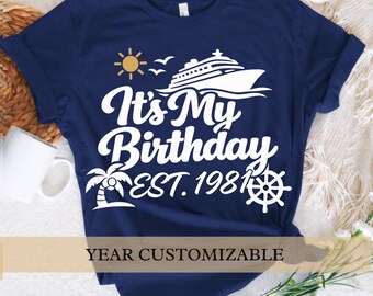 Birthday Cruise Shirt, Customizable Year, Beach Vacation Tee