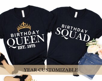Custom Birthday Queen Shirt: Matching Birthday Squad Tees