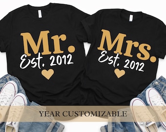 Customizable Mr. and Mrs. Est. Year Anniversary Shirt
