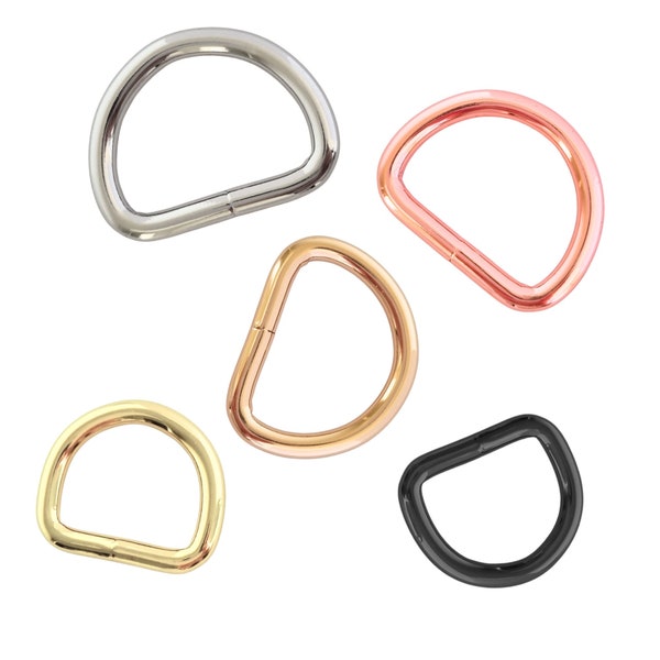 Welded D rings | 15mm, 20mm, 25mm | Silver, Rose, Gold, Matte Black