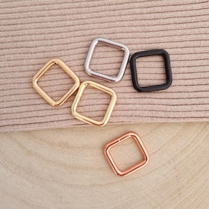 50-100pc welded square rings rectangle rings bag hardware dog collar hardware 20mm 25mm silver rose gold black