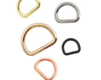 1-50 unidades de anillas en D de metal soldadas de 15 mm, 20 mm y 25 mm, color plata, oro rosa, negro y gris metalizado antiguo.