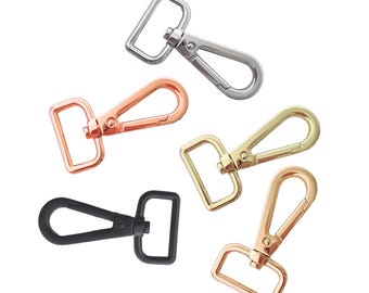50-100 unidades de ganchos giratorios resistentes para correas de perros y bolsas, 20 mm, 25 mm, plata, oro rosa, negro.