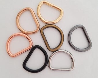 D rings: 15mm 20mm 25mm 30mm 38mm, Rose Gold Silver Black Gunmetal Antique, Dog Collar Hardware
