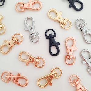 Small hook for key chain or lanyard in silver, gold, rose gold and matte black.
