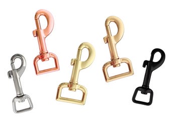 10-100 mousquetons en métal pivotant pour chien avec mousqueton argent or rose noir 15 mm 20 mm 25 mm