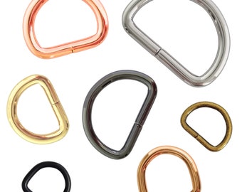 D Rings | 10mm, 12mm, 15mm, 20mm, 25mm, 30mm, 38mm | Silver, Rose, Gold, Brass, Black | Bag Hardware