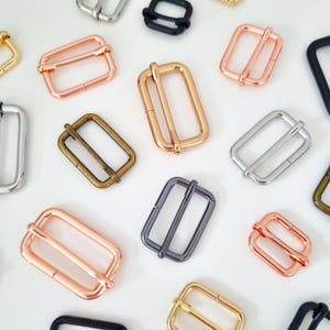 Tri Glide Strap Slider - Dog Collar Hardware & Bag Hardware - 15mm 20mm 25mm 30mm 38mm - Silver Rose Gold Matte Black Antique Gun Metal