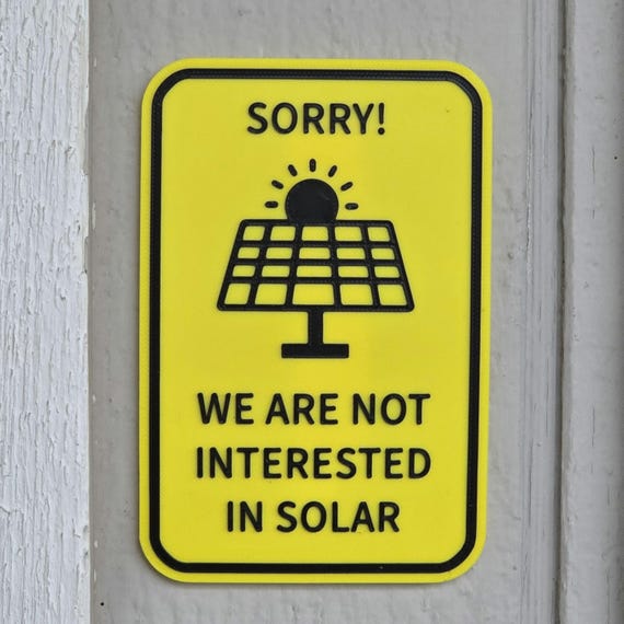 Not Interested in Solar Panels - Customized No Soliciting Door
