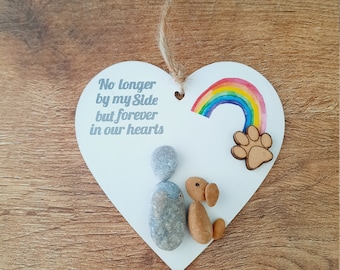 Cute pebble art, in memory, pet memory, fur baby, cat, dog, rabbit, bird wooden heart memory gift, pet over the rainbow bridge.