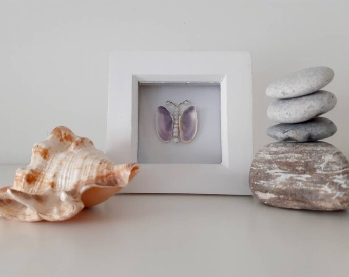 Butterfly pebble art picture, graduates gift, Birthday gift, anniversary gift, gift for a special friend, coastal decor