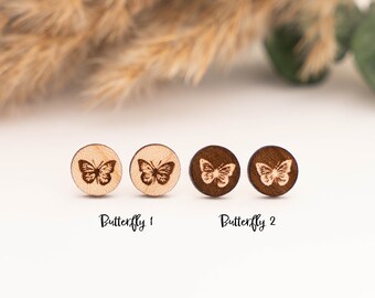 Holzohrstecker Schmetterling,Ohrringe, Ohrringe Holz, Ohrstecker Holz, Geschenk für Sie, Echtholz, Ohrstecker Schmetterling