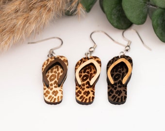 Wooden earrings, earrings, wooden earrings, wooden stud earrings, gift for her, flip flop, summer