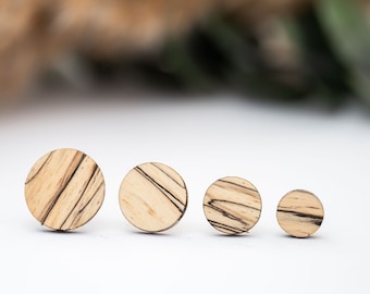 Wooden earrings, earrings, wooden stud earrings, wooden earrings, gift for her, real wood, round stud earrings