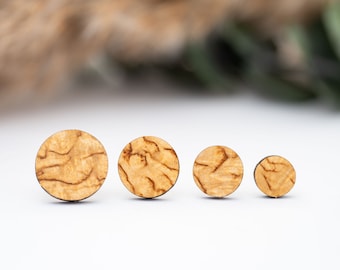 Wooden earrings, earrings, wooden stud earrings, wooden earrings, gift for her, real wood, round stud earrings
