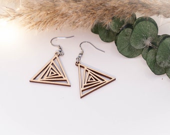 Boucle d’oreille en bois, boucle d’oreille en bois, boucles d’oreilles légères, boho, hippie, bois véritable