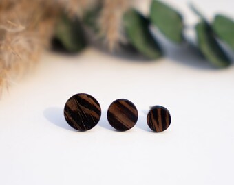 Wooden earrings, earrings, wooden stud earrings, wooden earrings, gift for her, real wood, round stud earrings