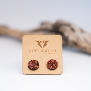 Wooden stud earrings, earrings, wooden earrings, wooden stud earrings, gift for her, real wood, stud earrings, coral wood Padauk