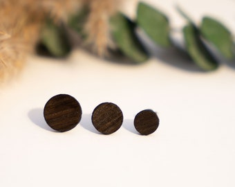 Boucles d'oreilles en bois rondes, boucles d'oreilles, boucles d'oreilles en bois, boucles d'oreilles en bois, cadeau pour elle, bois véritable, boucles d'oreilles en bois rondes, noir