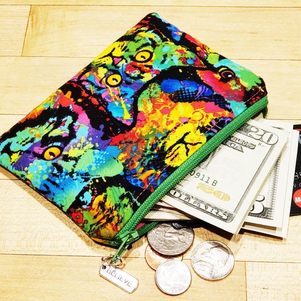 Zippered Coin Purse - CATch-all - Cat-Themed Fabric