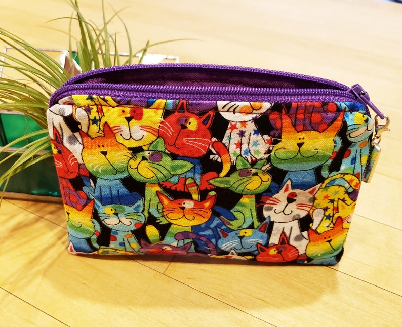 Cat-Themed Fabric CATch-all Zippered Coin Purse