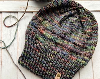 Slouchy merino wool knit hat