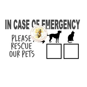 in case of emergency pets window sticker cut file