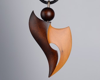 Modern wood jewelry Extravagant wooden necklace pendant Exclusive designer jewelry Wood necklace for women and men