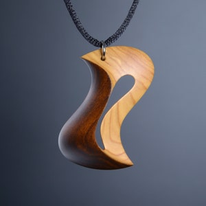 Elegant wood pendant Modern jewelry Necklace for women Wood pendant for men Contemporary jewelry Lilac wood pendant