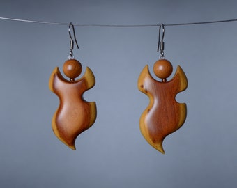 Abstract earrings Modern wood jewelry Exclusive wood earrings Handmade designer jewelry Wooden earrings for women