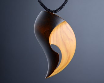 Contemporary necklace Abstract pendant jewelry Extravagant wooden necklace Handmade designer jewelry Modern necklace for women and men