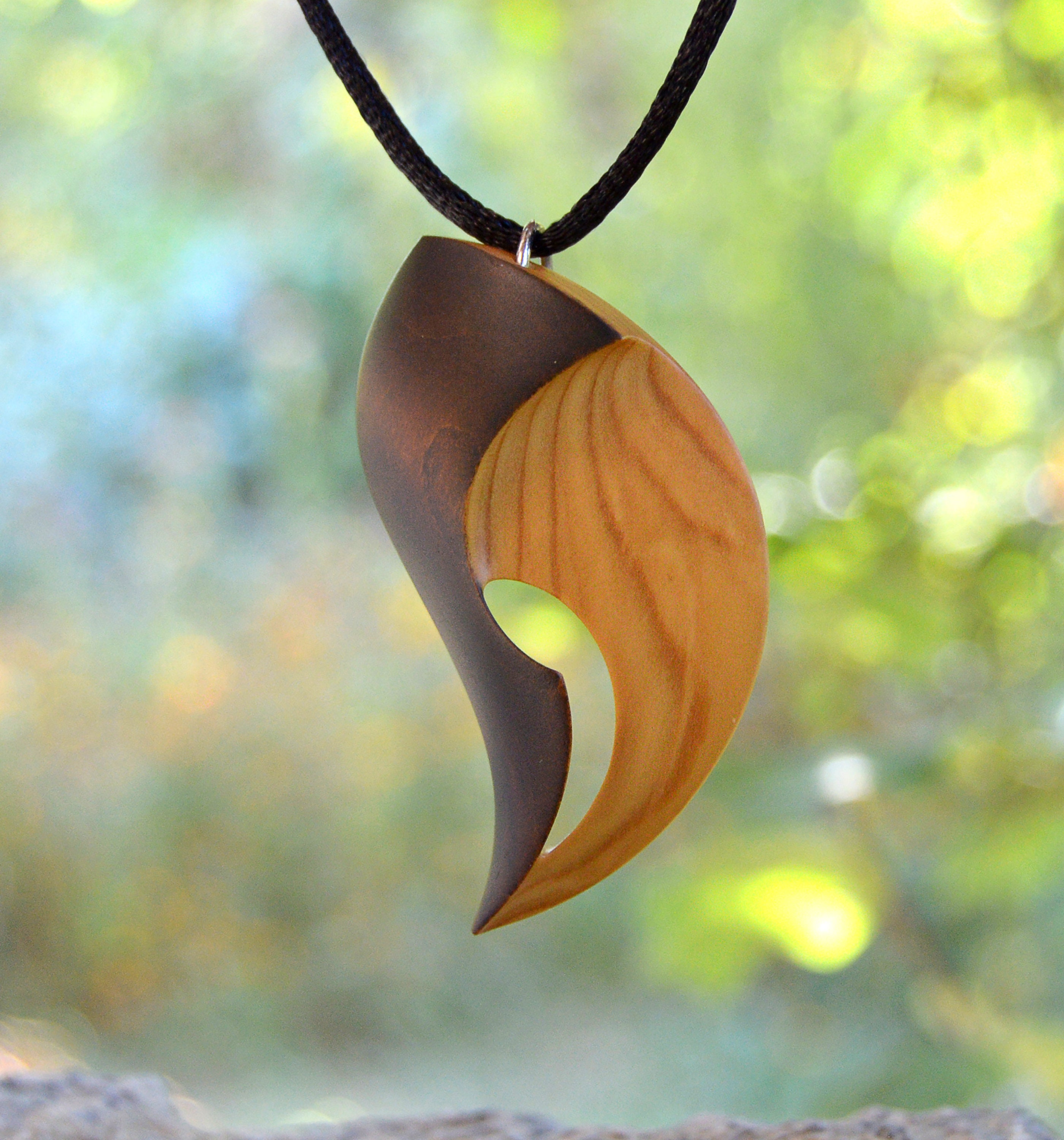 Contemporary Necklace Abstract Pendant Jewelry Extravagant Wooden ...