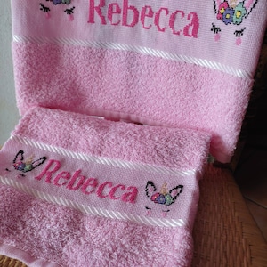 Pair of face towels and small customizable unicorn