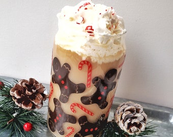 Gingerbread Man Beer Can Glass Tumbler: Christmas Iced Coffee Cup